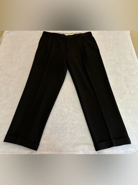 Brooks Brothers Wool Pants Mens 1818 Madisons 37x30 (38x32) Black Cuffs